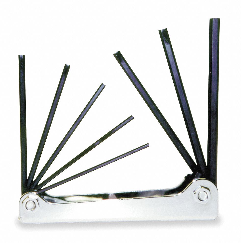 Hex Key Set: 1 - 5 Pieces, Fold-Up Hex, Folding, SAE, Std End, Long, 1 Pieces, Folding Holder