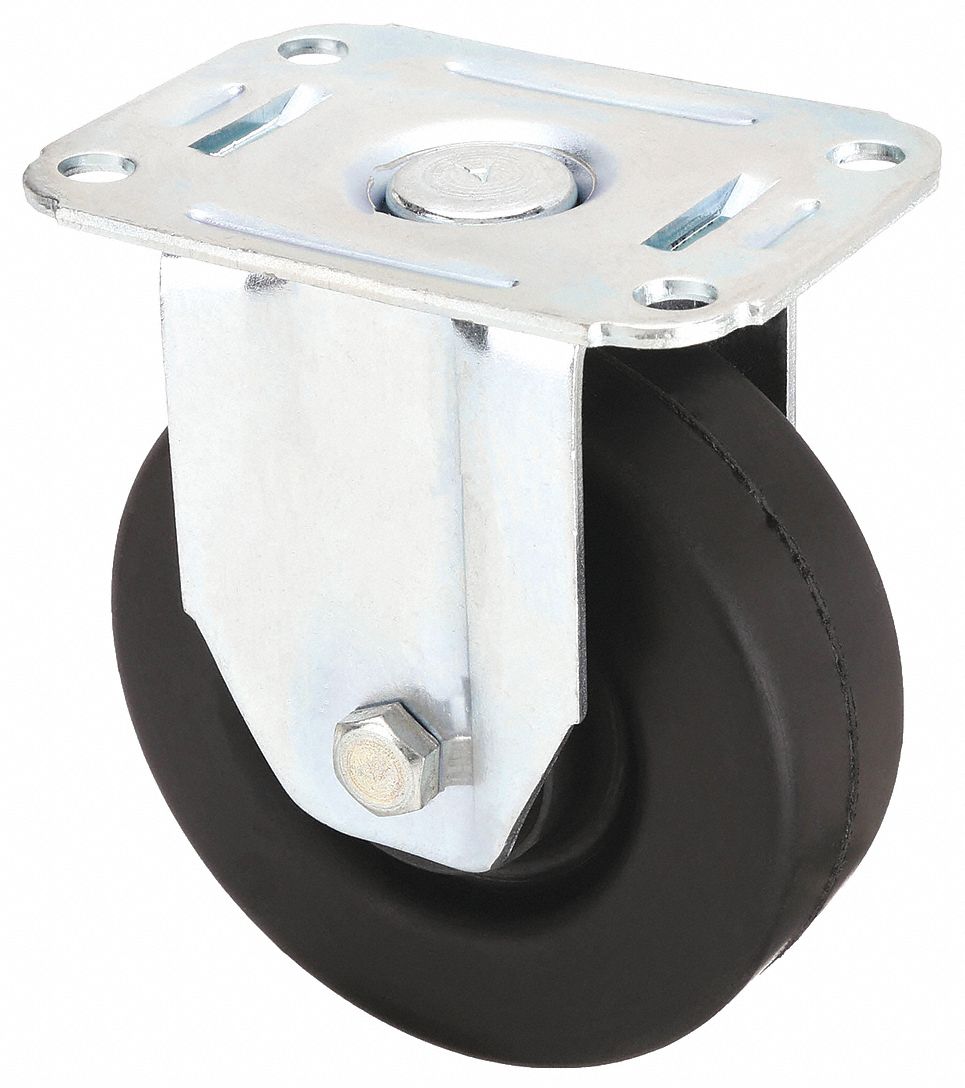 DEBRIS-RESISTANT STANDARD PLATE CASTER, 4 IN WHEEL DIA, 165 LB, RIGID CASTER, SOFT