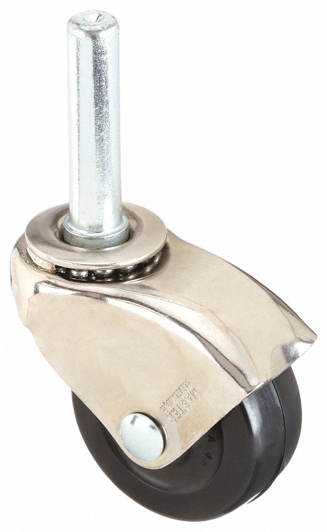 STEM CASTER, 2 IN WHEEL DIAMETER, 75 LB, SWIVEL CASTER, RUBBER