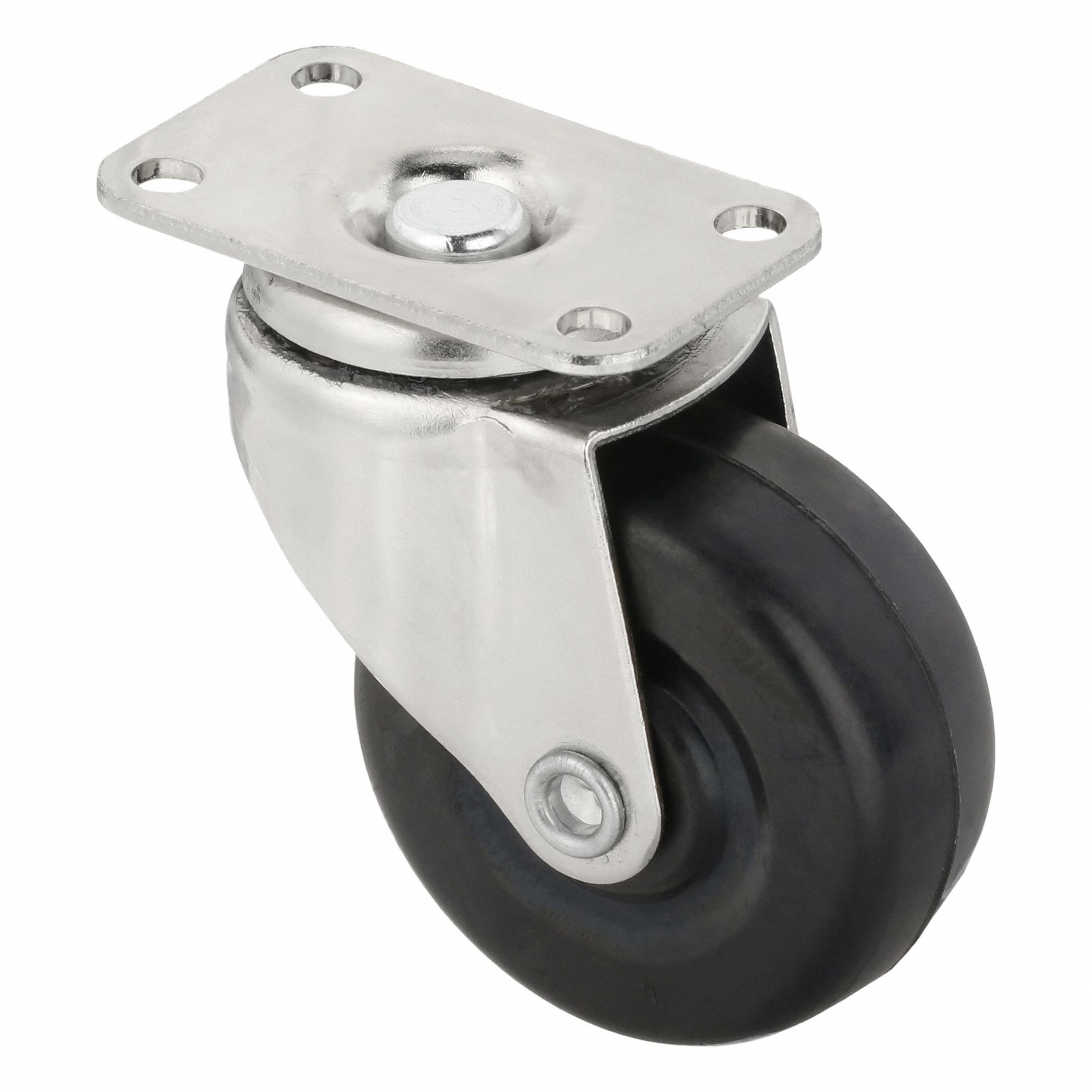 Plate Caster, Swivel, Rubber, 2 1/2"H