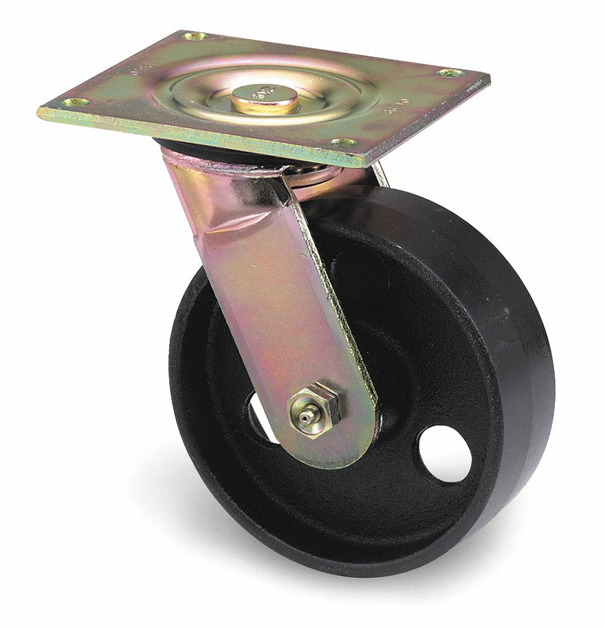 Swivel Plate Caster, 1200 lb, 8 In Dia