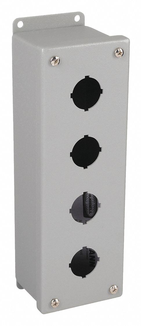 Push Button Enclosure: 30mm, 4 Holes, Carbon Steel, NEMA 4