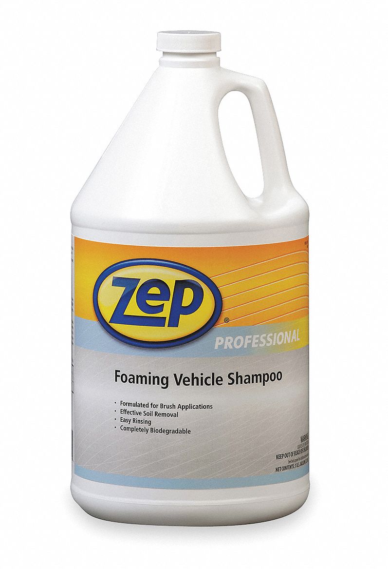 Foaming Vehicle Shampoo: Bottle, Blue, Liquid, 1 gal Container Size