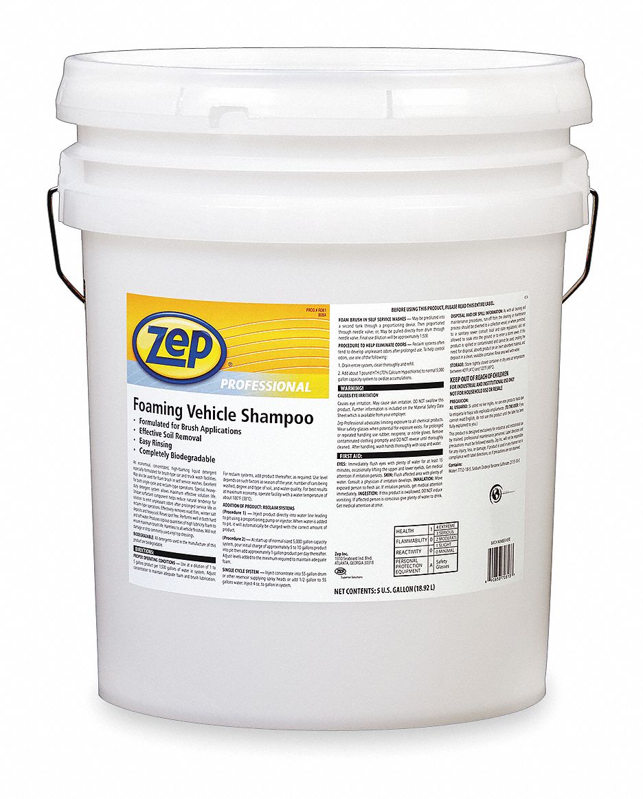 Foaming Vehicle Shampoo: Touchless Vehicle Cleaners, Liquid, Bucket, 5 gal Container Size, Water