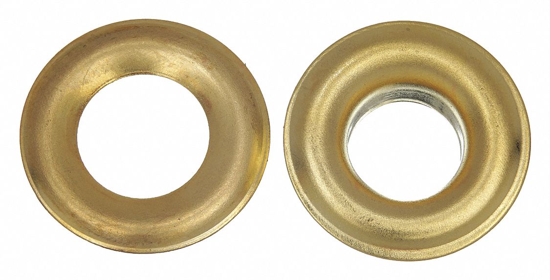 Grommet Kit Refill: Brass, 0.38 in Inside Dia, 0.83 in Outside Dia, 0.12 in Overall Thick