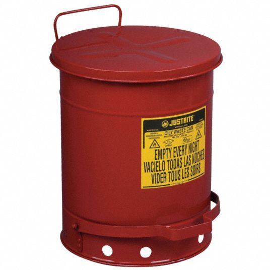 10 Gallon Red Round Commercial Trash Can, No Lid