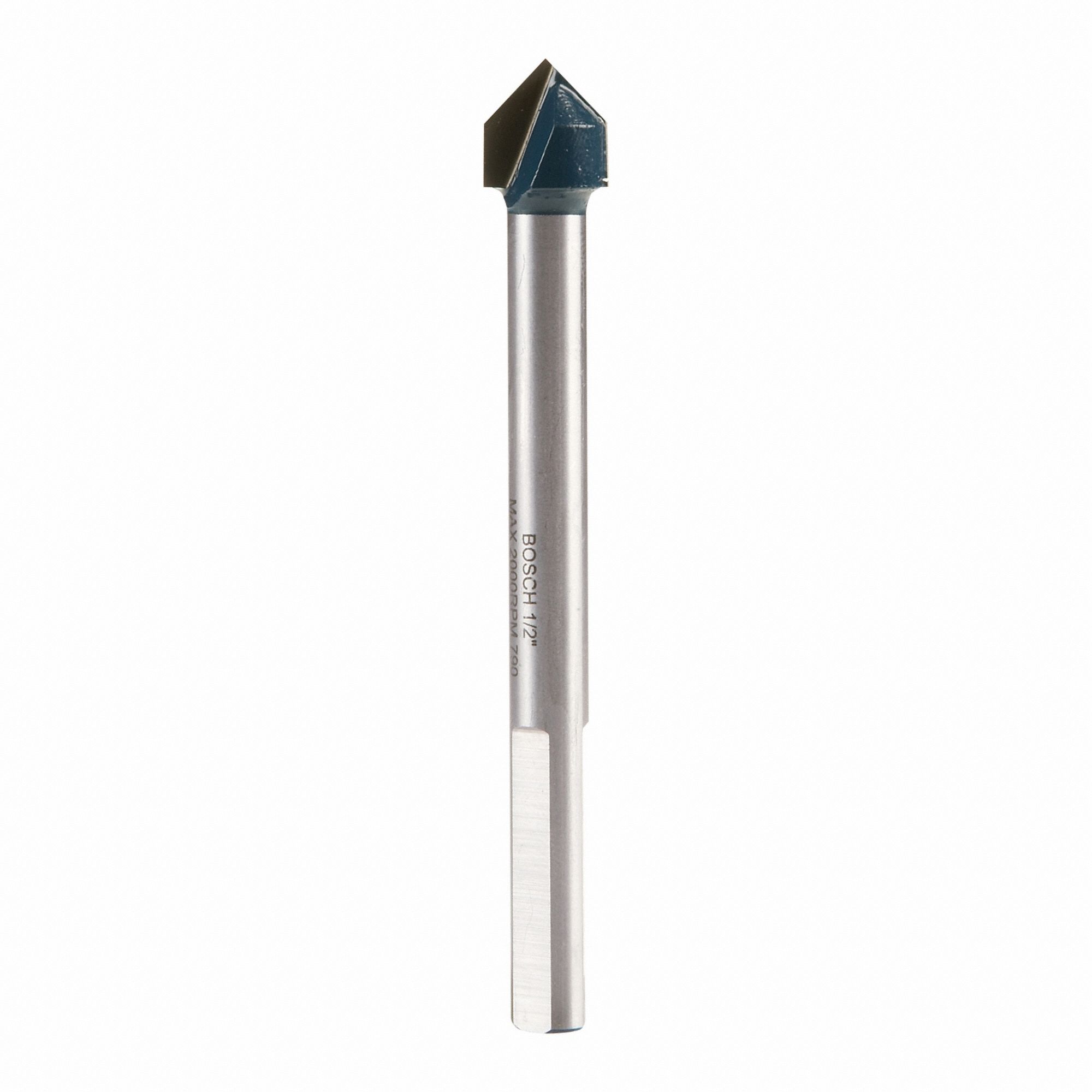 Glass and Tile Drill Bit: 1/2 in Drill Bit Size, 2 1/2 in Max Drilling Dp, 3 3/4 in Overall Lg