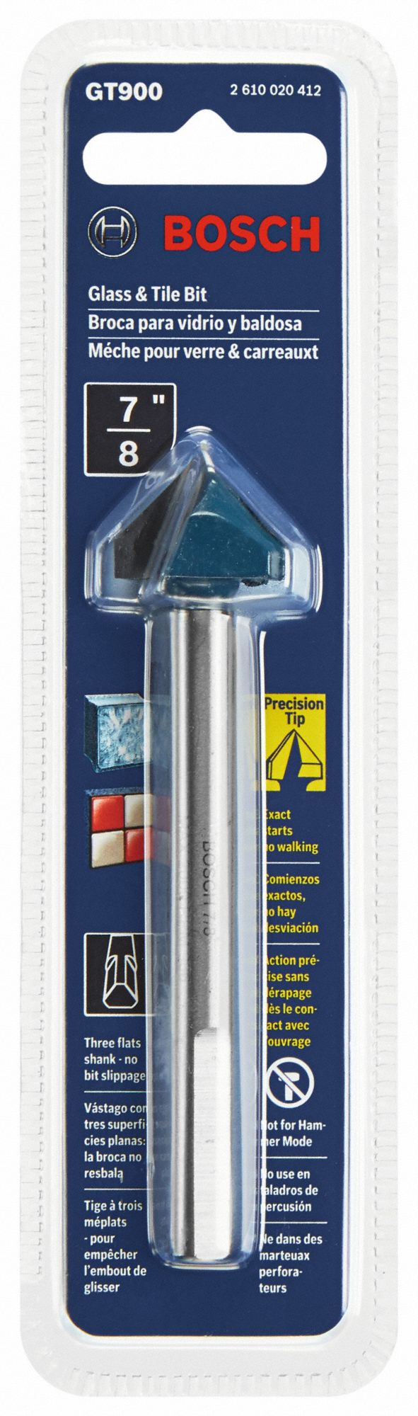 BOSCH Glass and Tile Drill Bit 7/8 in Drill Bit Size, 2 1/2 in Max