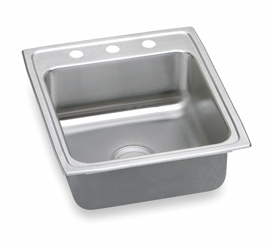 SINGLE BOWL DROP- IN SINK: ELKAY, 19½ IN L, 22 IN W, 16 IN X 16 IN BOWL SIZE