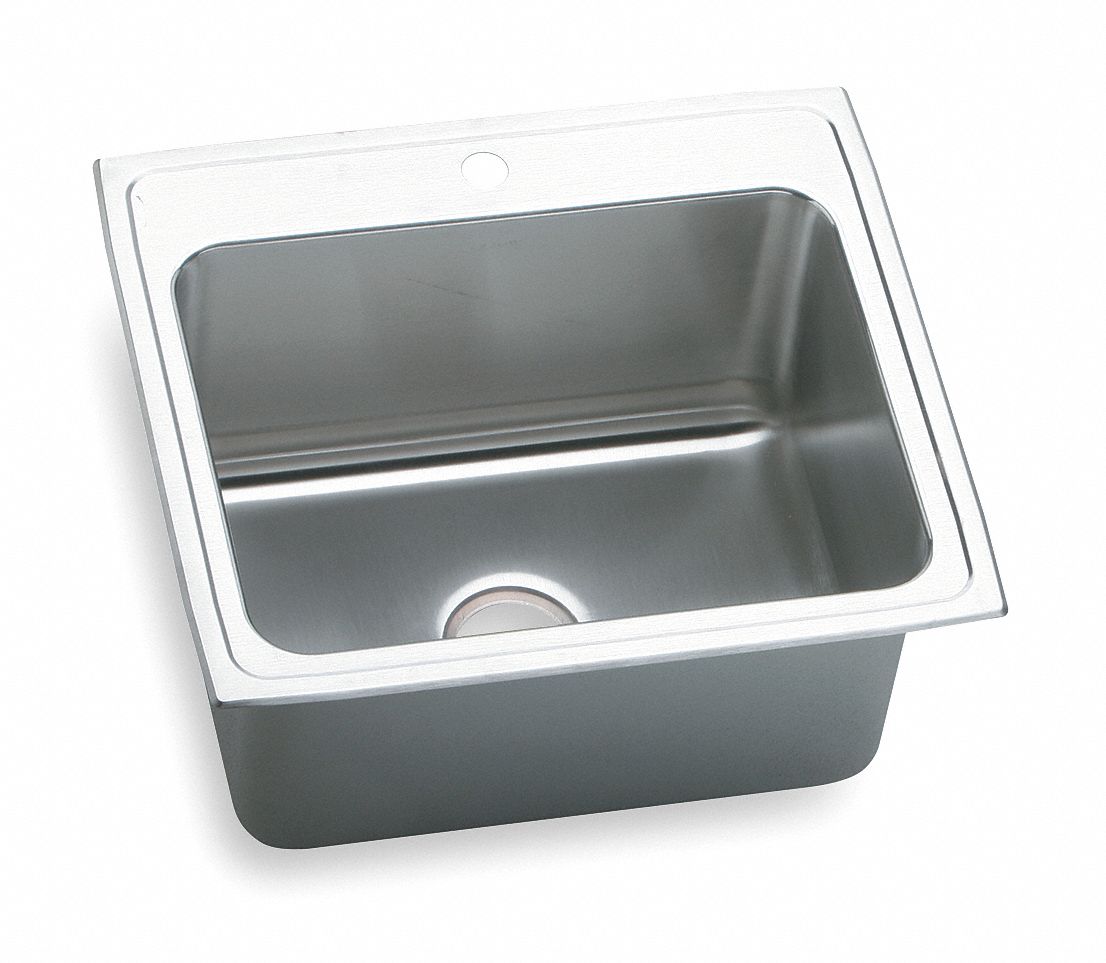 SINGLE BOWL DROP- IN SINK: ELKAY, 25 IN L, 22 IN W, 21 IN X 15¾ IN BOWL SIZE