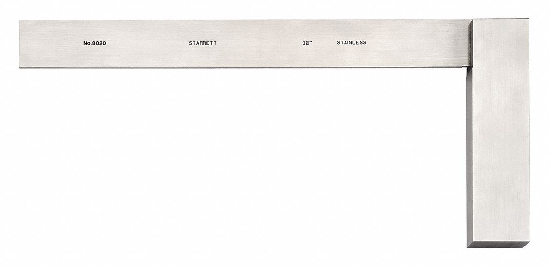 PRECISION STEEL SQUARE, 1-PC, 12 1/32 IN X 6⅞ IN OUTSIDE DIMENSIONS, STAINLESS STEEL