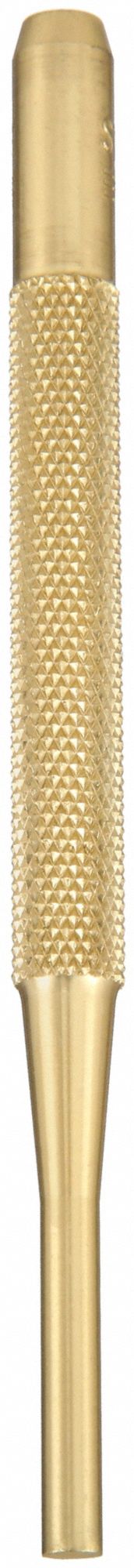 BRASS DRIVE PIN PUNCH, NON-SPARKING, 3/16 IN TIP DIA, 4 IN OVERALL L, ROUND, BRASS