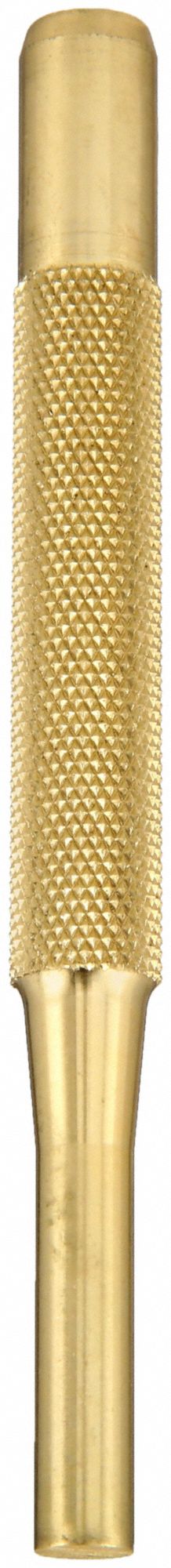 BRASS DRIVE PIN PUNCH, NON-SPARKING, 7/32 IN TIP DIA, 4 IN OVERALL L, ROUND, BRASS