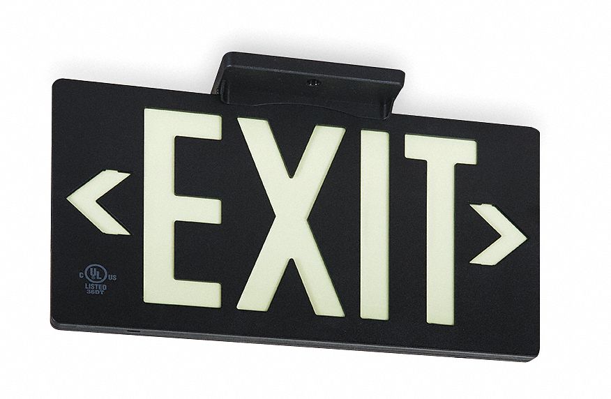 EXIT SIGN, PLASTIC, MOUNTING HOLES, 8¾ IN X 15 3/8 IN NOMINAL SIGN SIZE, EXIT (DOUBLE ARROWS)