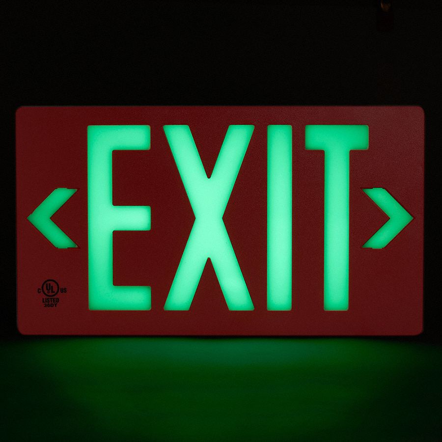 GRAINGER APPROVED Exit Sign, Exit (Double Arrows), Sign Header No