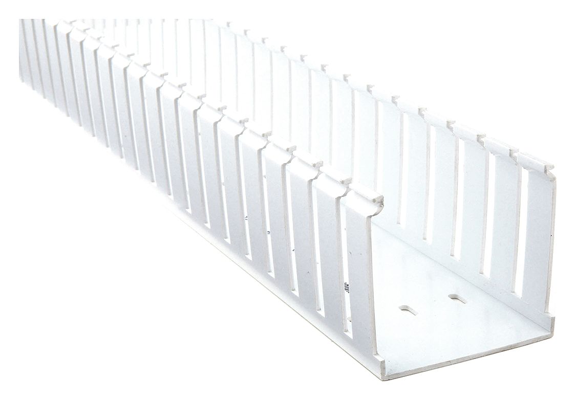 WIRING DUCT, 1½ IN W, 0.6 IN SLOT H, 1½ IN H, 0.3 IN SLOT W, LEAD-FREE PVC, WHITE