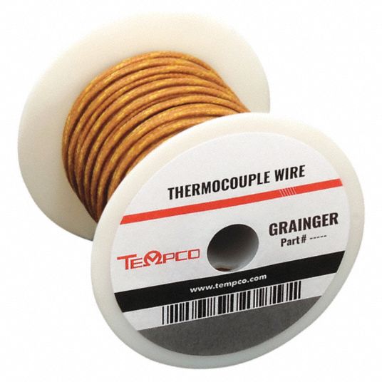 TEMPCO Thermocouple Wire, 24 AWG, Fiberglass, K, 100 ft, Brown 3AGF3