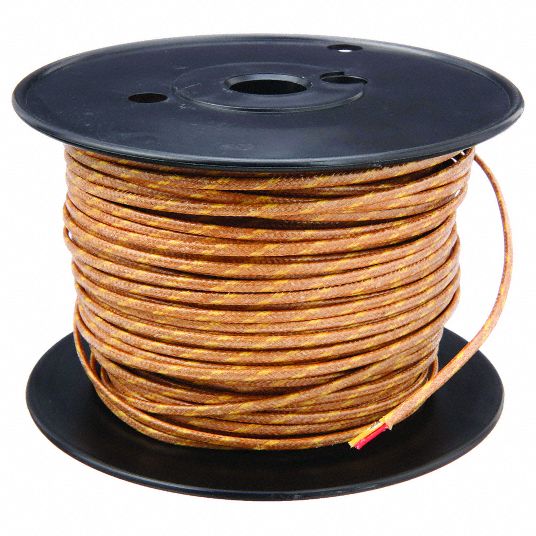 TEMPCO Thermocouple Wire: Type K, 20 AWG Wire Size, 250 ft Wire Lg, Solid,  Fiberglass, Brown