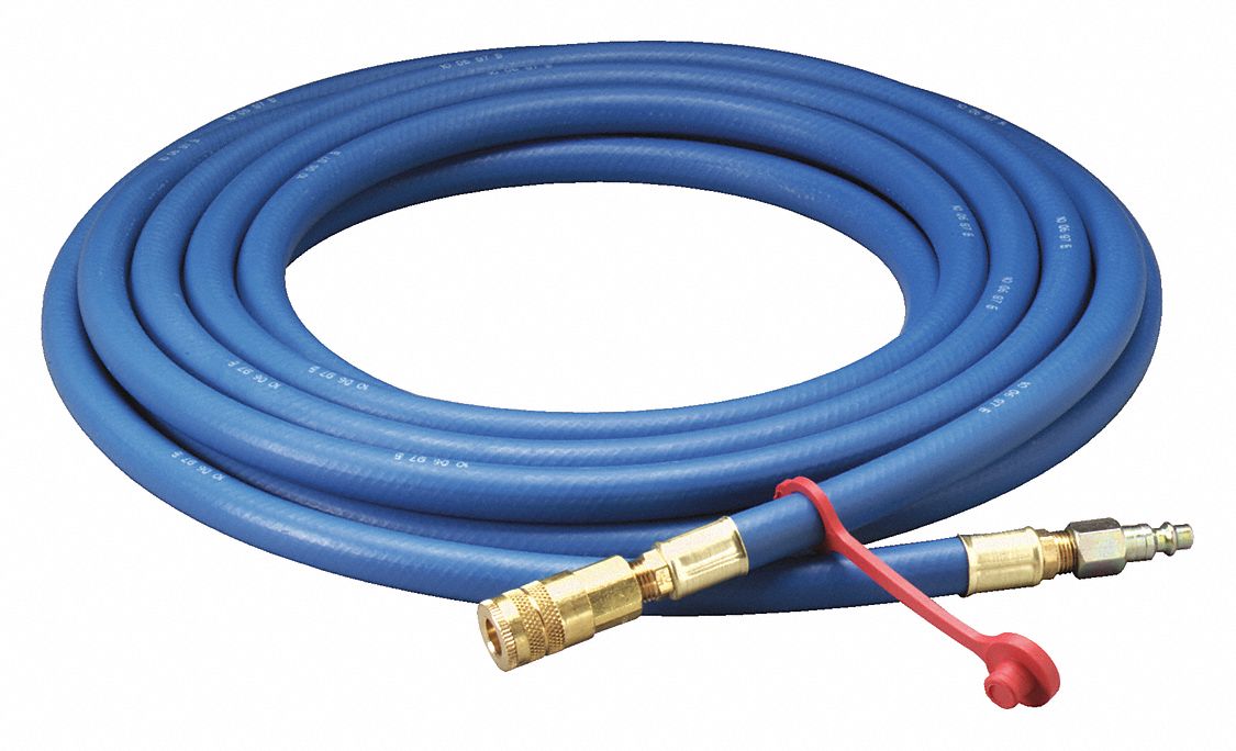 50' of 3/4 I.D. Air Supply Hose with Fittings, static conductive  (HV-7015-W-50) HV-7015-W-50
