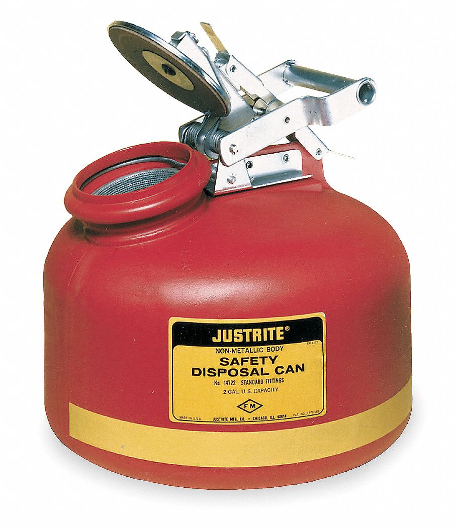 JUSTRITE, 2 gal Capacity, Flammables, Flammable Liquids Disposal Can