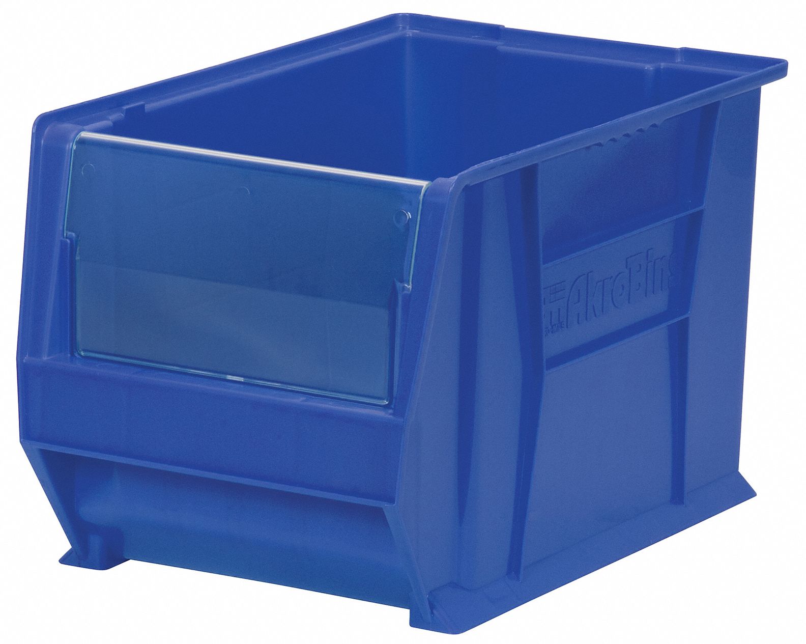AKROMILS Super Size Bin 20 in Overall Lg, 12 3/8 in x 12 in, Blue, Stackable, 200 lb Load