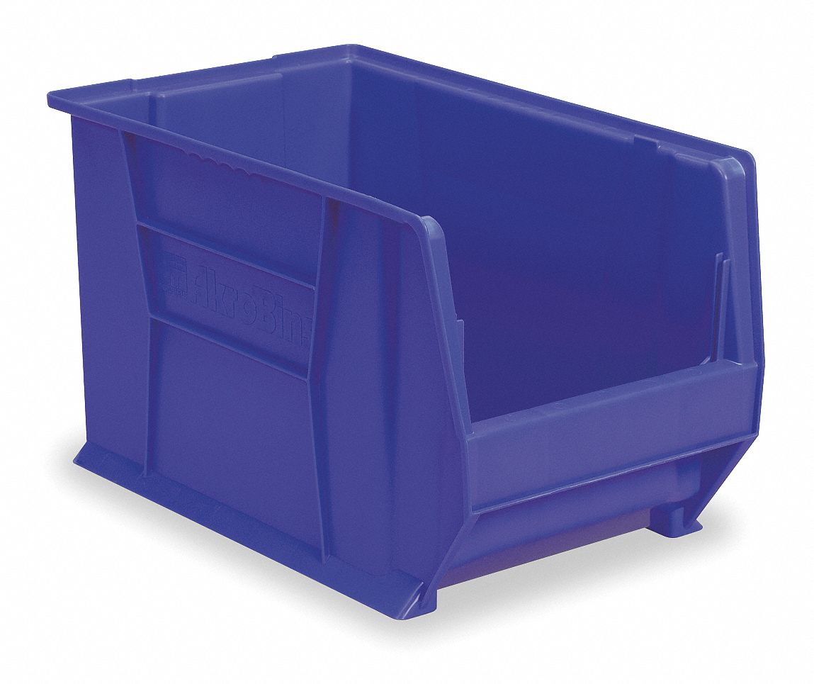 AKROMILS Hopper Bin, Blue, 12 inH x 29 1/4 inL x 18 3/8 inW, 1EA