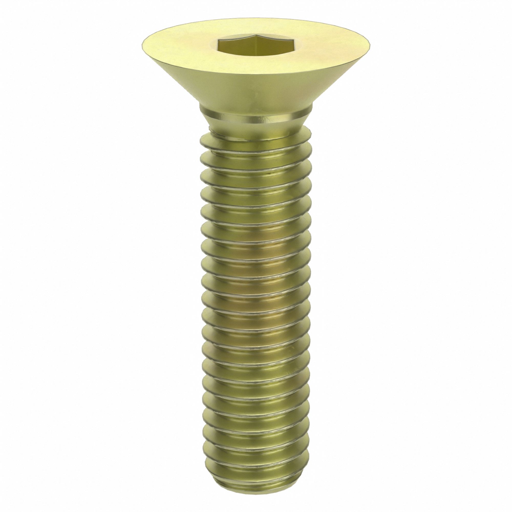 Socket Flat Head Screw: M6x1.00 Thread Size, 25 mm Lg, Flat, Zinc Yellow, Alloy Steel, 100 PK