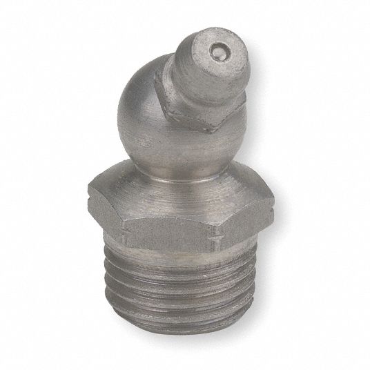 KINGFISHER Grease Fitting 1/4"19 Fitting Thread Size, 45° Fitting