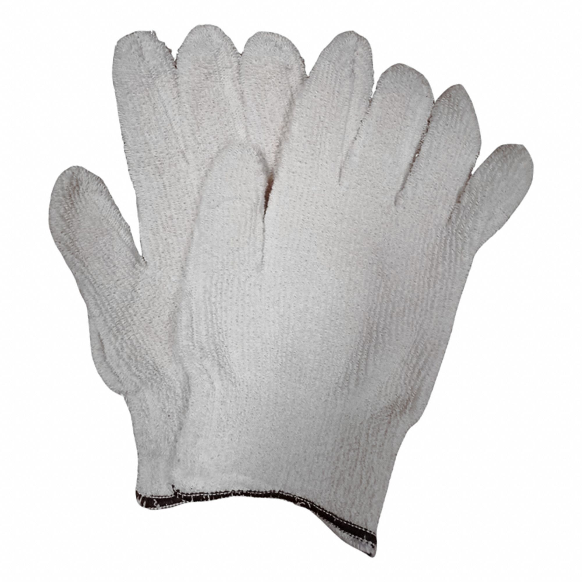 Knit Gloves: L ( 9 ), Glove Hand Protection, Uncoated, 250°F Max Temp, Cotton, White, 1 PR