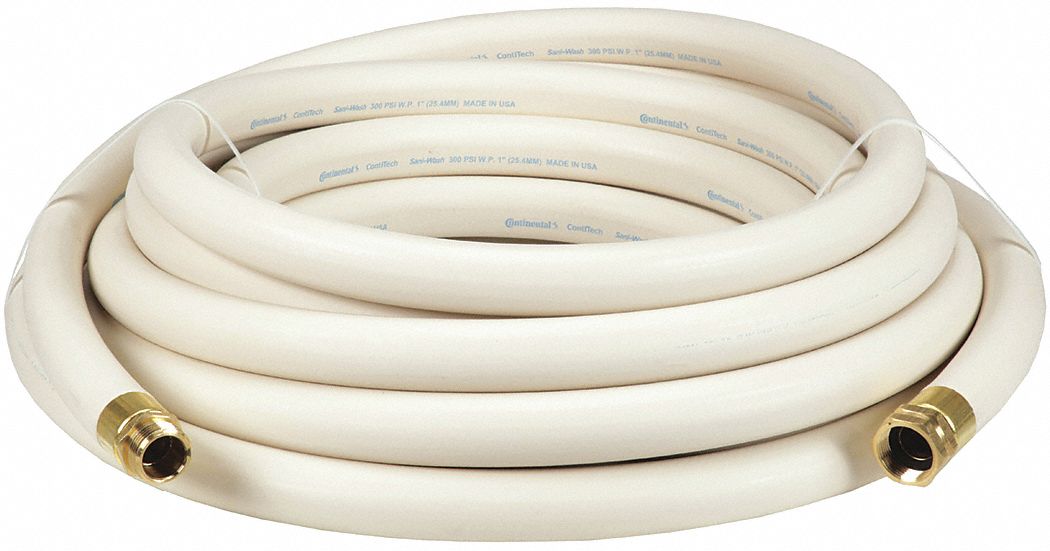 WASHDOWN HOSE: 1 IN HOSE ID, 300 PSI, -40 °  TO 200 ° F, WHITE, 50 FT HOSE LG, FNPSH X MNPSH