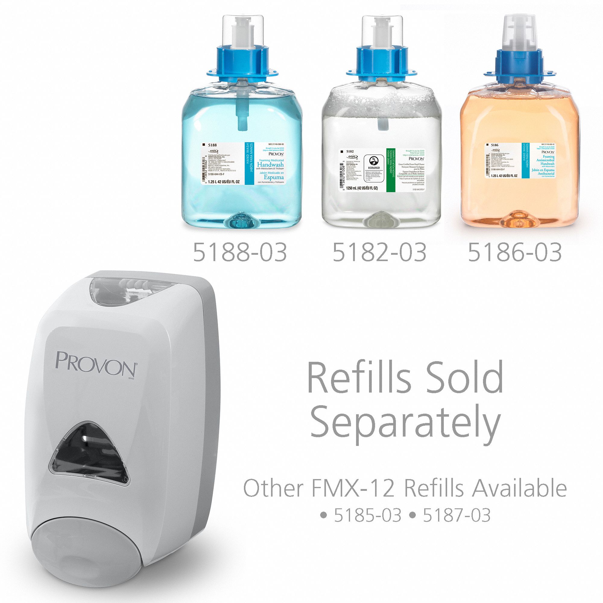 PROVON Soap Dispenser FMX12™, Liquid, 1,250 mL Refill Size, Gray