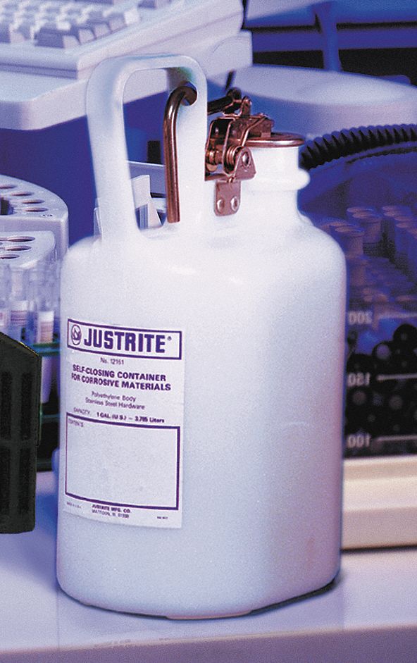 Bidón de Seguridad para Desechos Color Blanco , Material de Polietileno , 1 gal. , Corrosivos