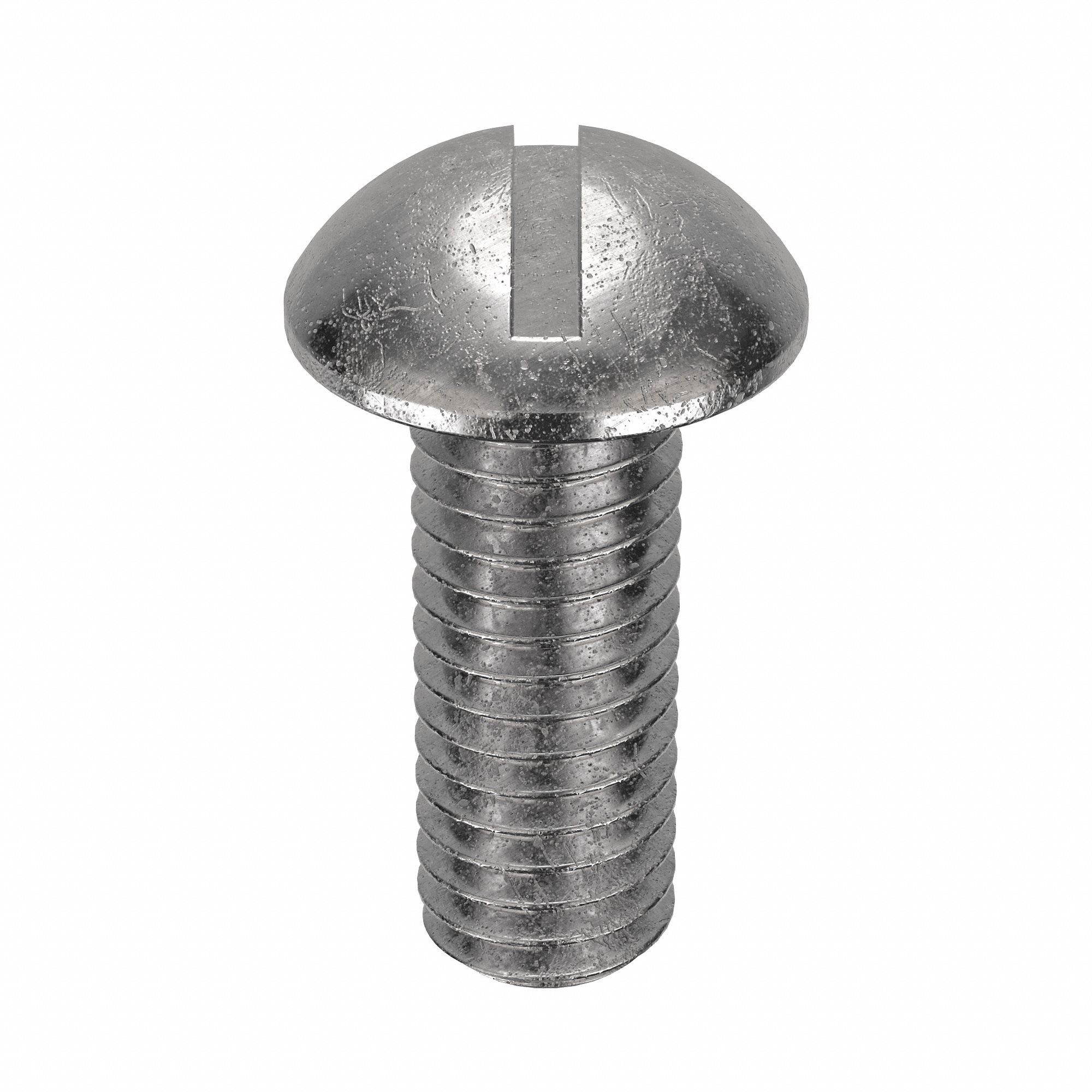 Machine Screw: 3/8"-16 Thread Size, 1 in Lg, 18-8, Stainless Steel, Plain, Round, Slotted, 25 PK