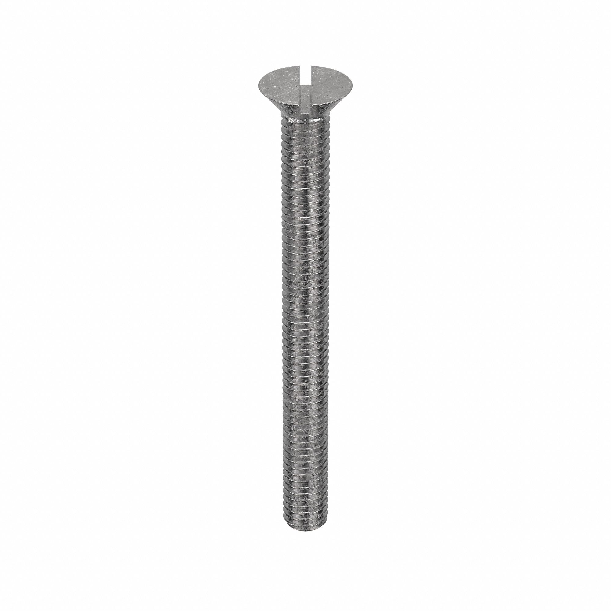 Machine Screw: 3/8"-16 Thread Size, 4 in Lg, 18-8, Stainless Steel, Plain, Flat, Slotted, 10 PK