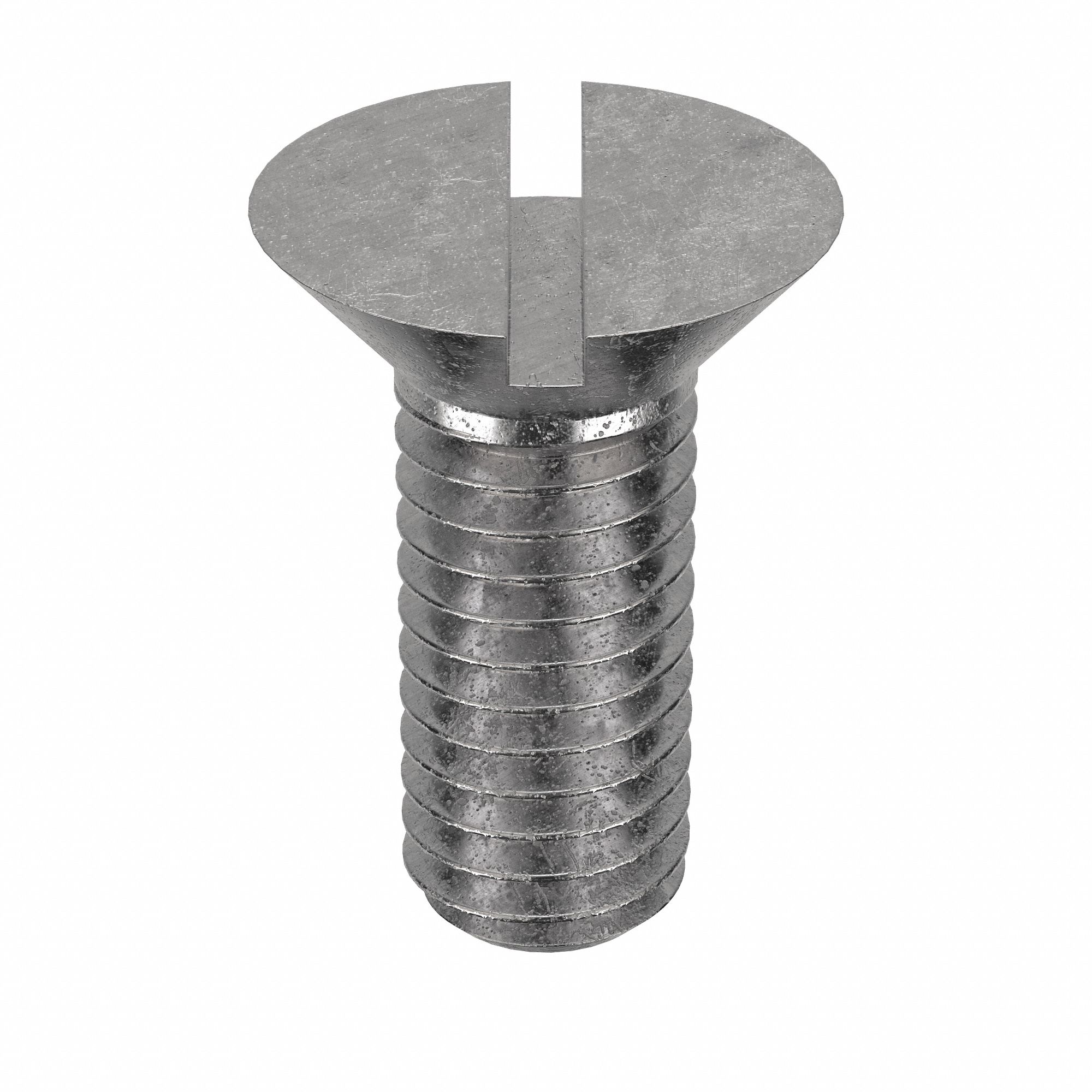Machine Screw: 3/8"-16 Thread Size, 1 in Lg, 18-8, Stainless Steel, Plain, Flat, Slotted, 25 PK