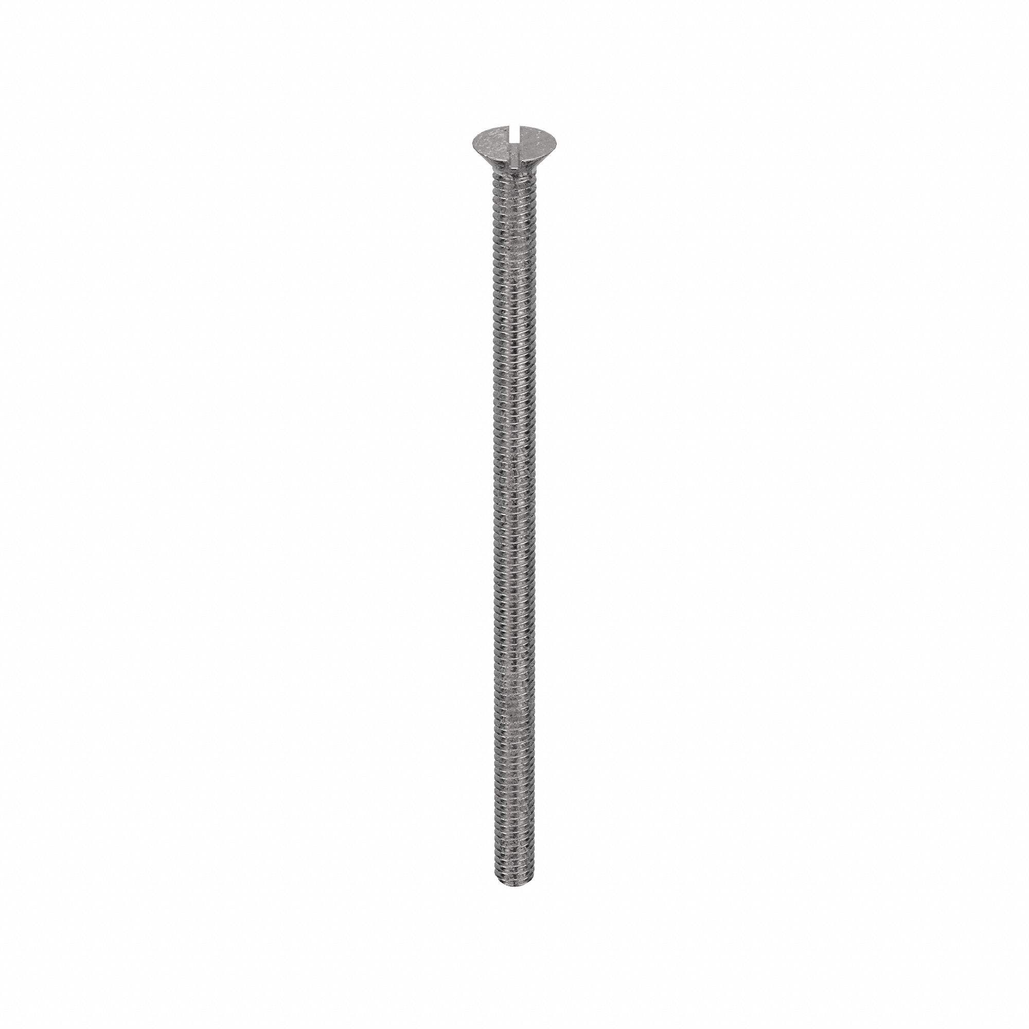 Machine Screw: 1/4"-20 Thread Size, 5 in Lg, 18-8, Stainless Steel, Plain, Flat, Slotted, 10 PK