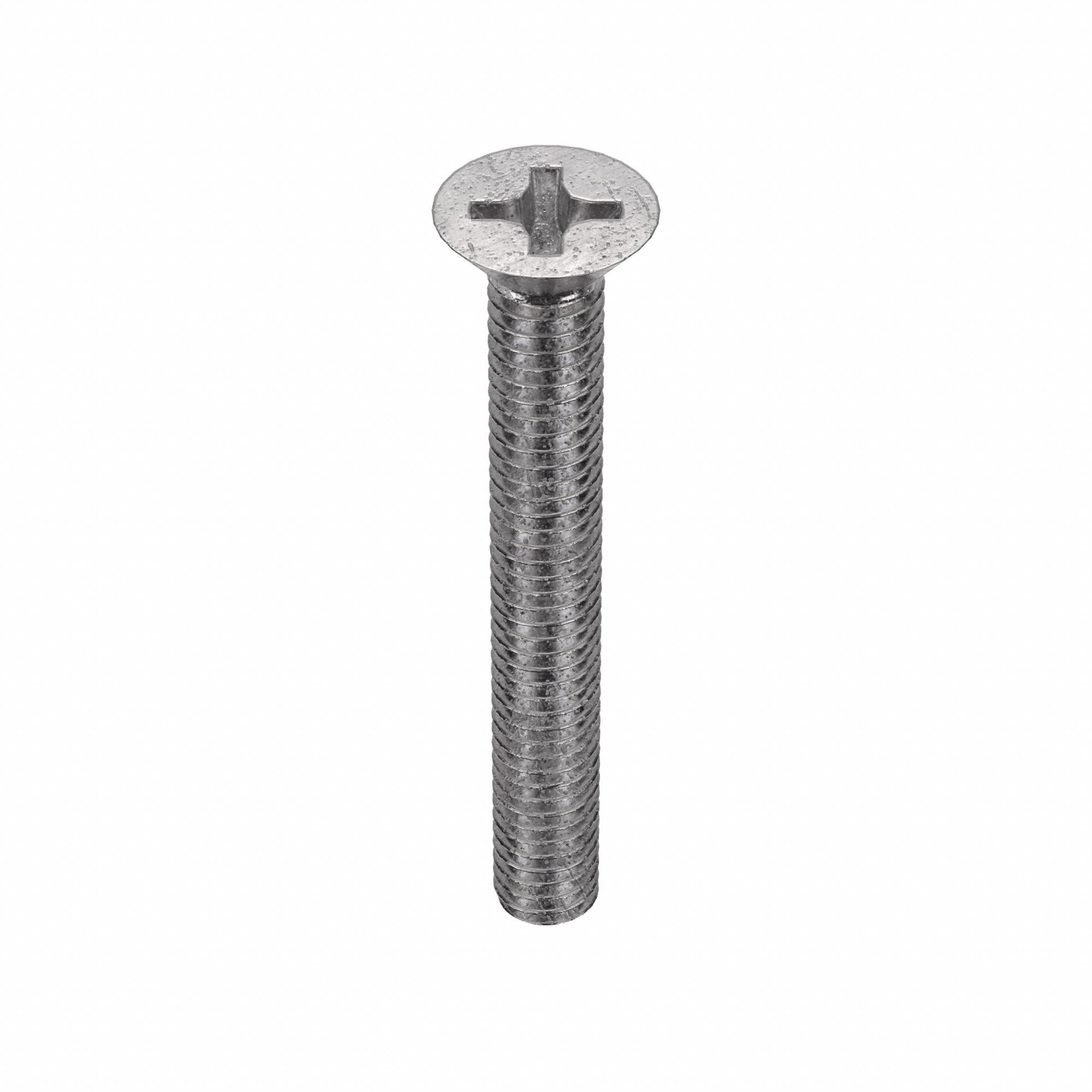 Machine Screw: 5/16"-18 Thread Size, 2 1/2 in Lg, 18-8, Stainless Steel, Plain, Flat, 10 PK