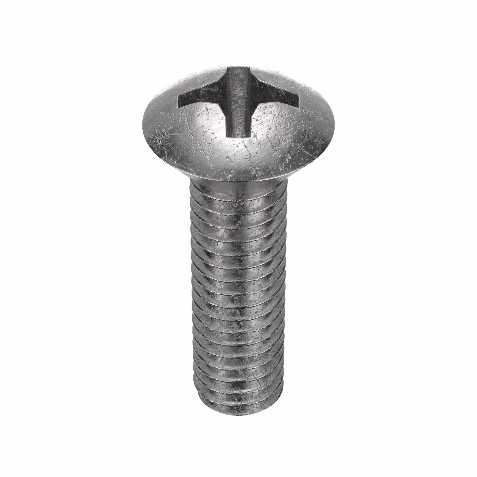 Machine Screw: 5/16"-18 Thread Size, 1 in Lg, 18-8, Stainless Steel, Plain, Oval, Phillips, 25 PK