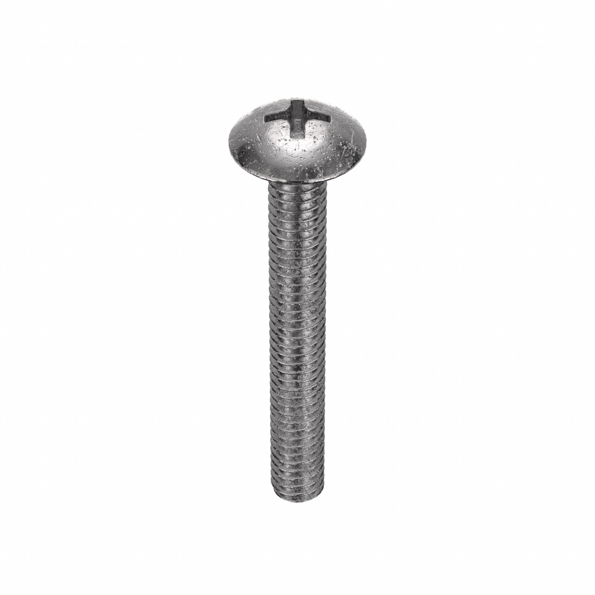 Machine Screw: 1/4"-20 Thread Size, 2 in Lg, 18-8, Stainless Steel, Plain, Truss, Phillips, 25 PK