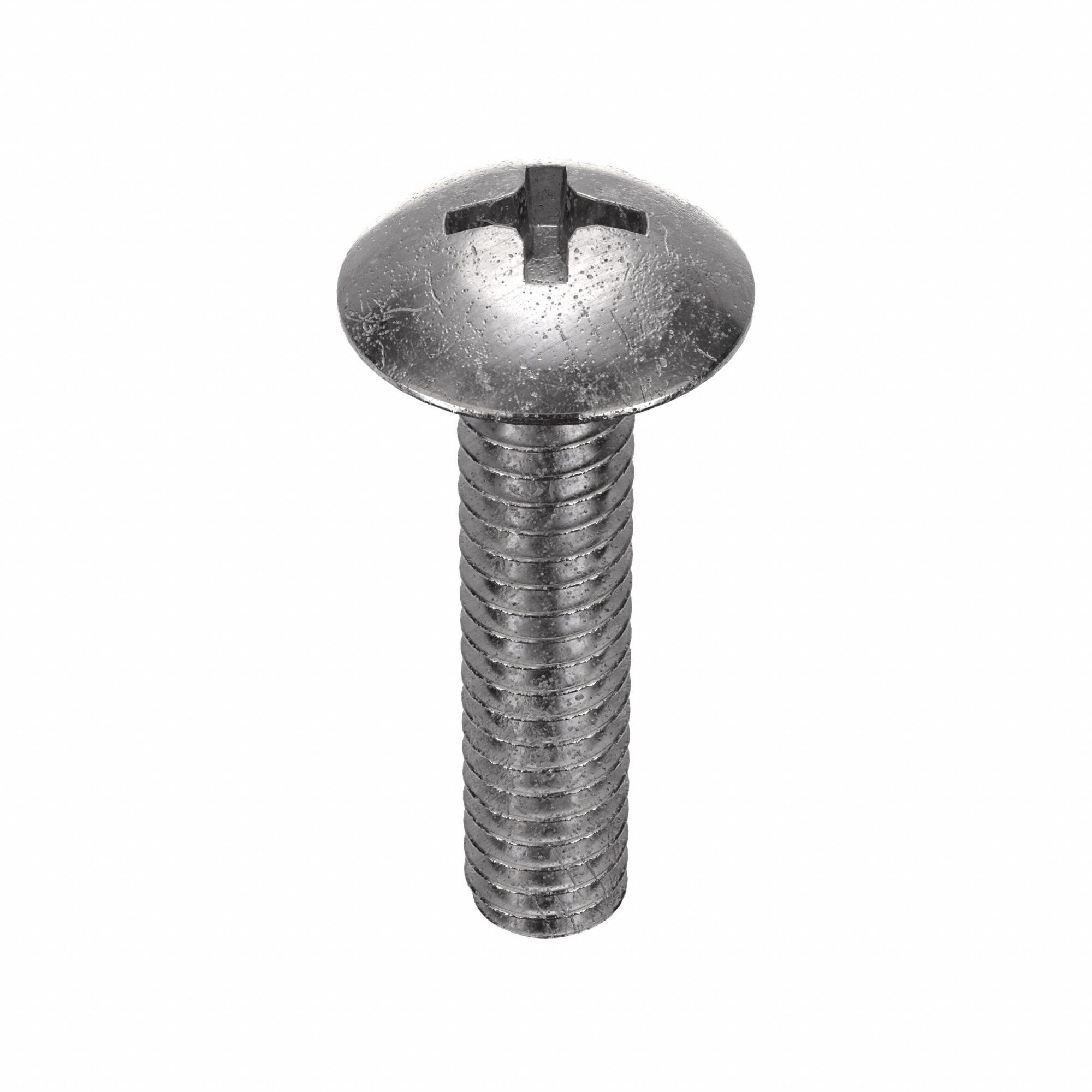 Machine Screw: 1/4"-20 Thread Size, 1 in Lg, 18-8, Stainless Steel, Plain, Truss, Phillips, 50 PK