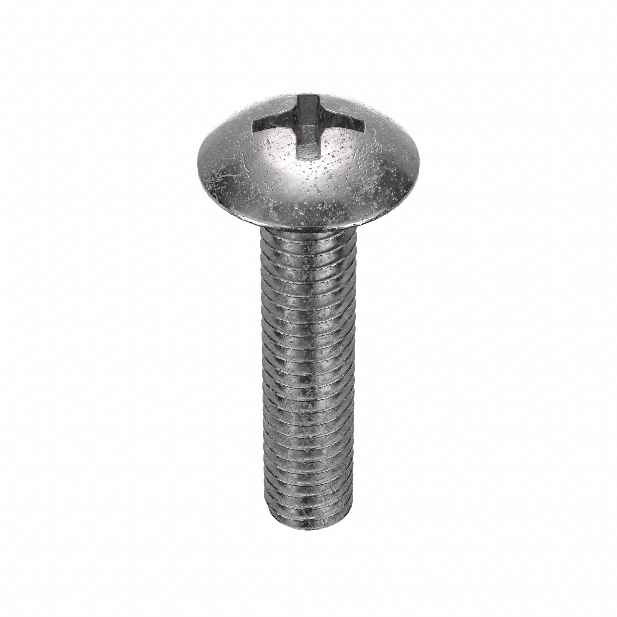 Machine Screw: 5/16"-18 Thread Size, 1 1/2 in Lg, 18-8, Stainless Steel, Plain, Truss, 25 PK