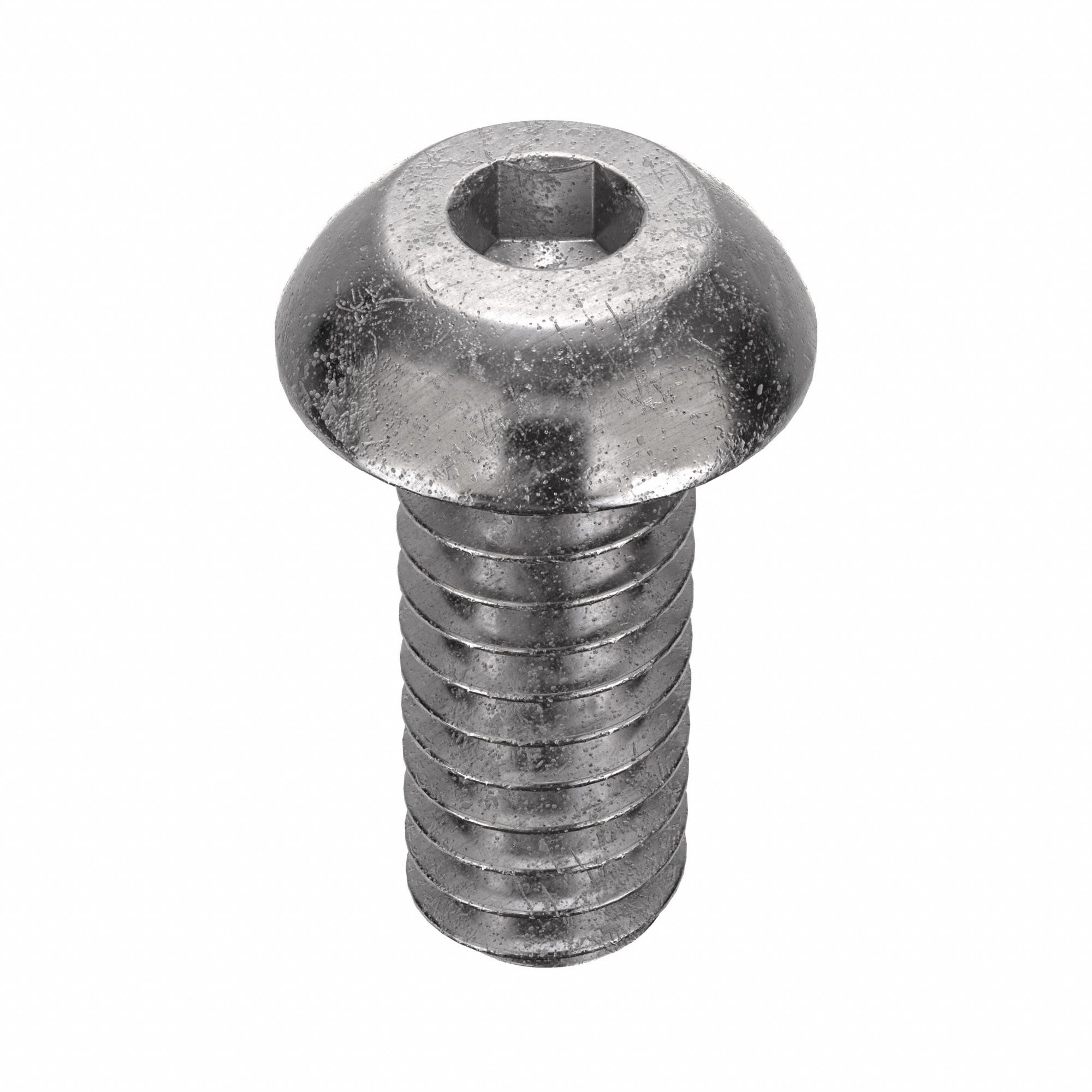 Socket Head Cap Screw: 1/4"-20 Thread Size, 5/8 in Lg, Button, Plain, Stainless Steel, 18-8, 100 PK