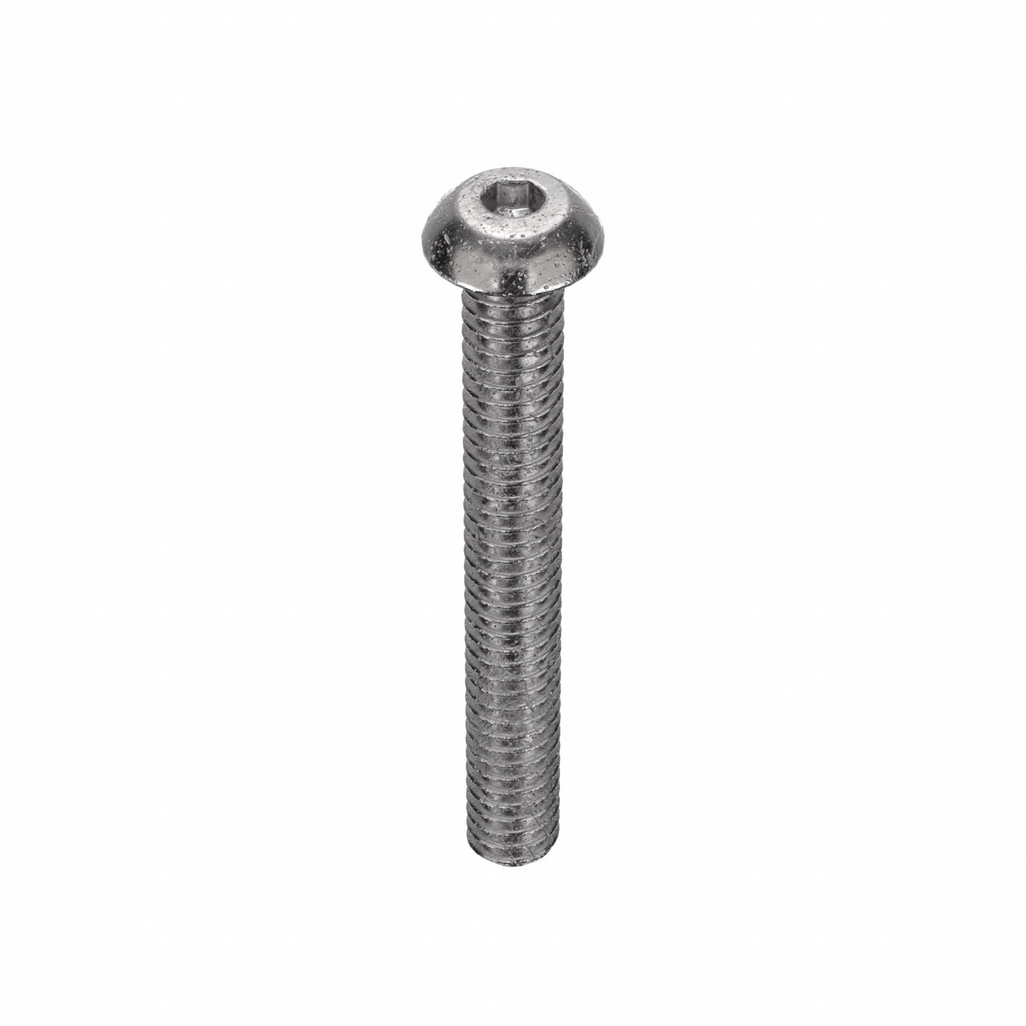 Socket Head Cap Screw: 1/4"-20 Thread Size, 2 in Lg, Button, Plain, Stainless Steel, 18-8, 50 PK