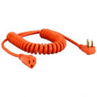 COILED EXTENSION CORD, 10 FT CORD, 16 AWG WIRE SIZE, 16/3, SJT, NEMA 5-15P, ORANGE