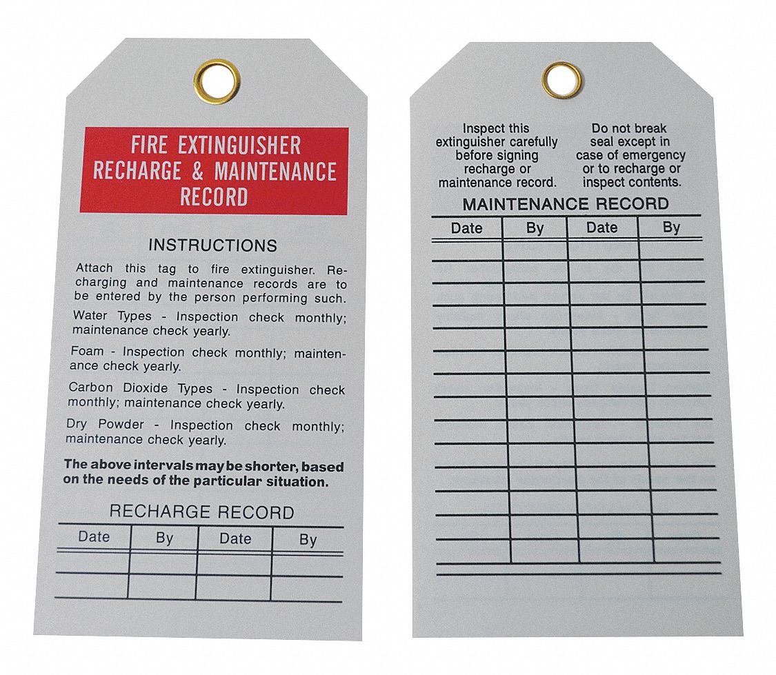 fire extinguisher monthly inspection tags