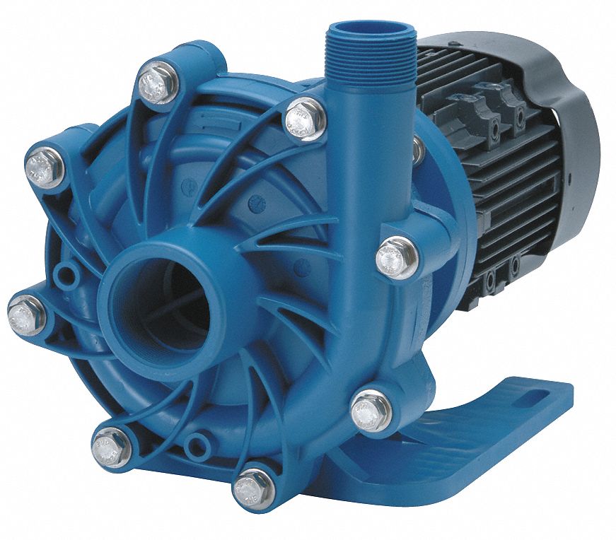 Magnetic Drive Pump: Polypropylene, 2 hp Horsepower, Three Phase, Polypropylene