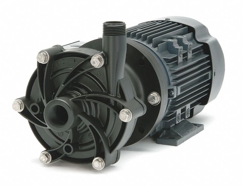 Magnetic Drive Pump: PVDF, 1/2 hp Horsepower, Single Phase, PVDF, 115/208-230V AC