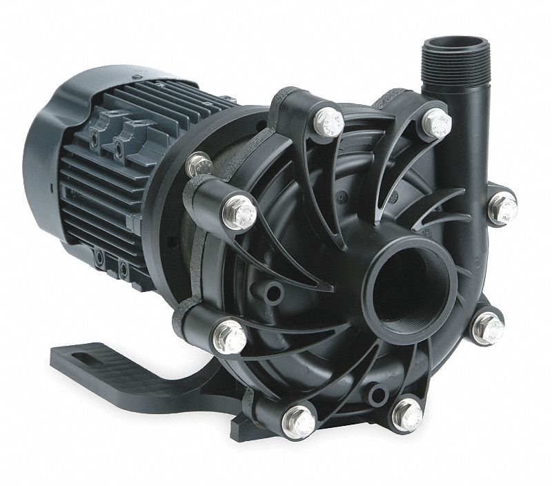 Magnetic Drive Pump: PVDF, 2 hp Horsepower, Three Phase, PVDF, 208-230/460V AC, FNPT