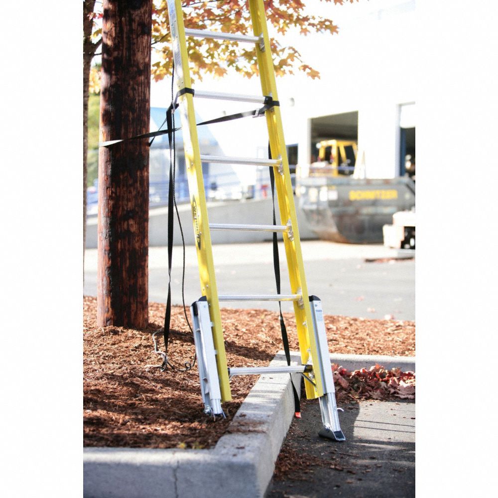 WERNER 24 ft Fiberglass Extension Ladder, 375 lb Load Capacity, 66.5 lb