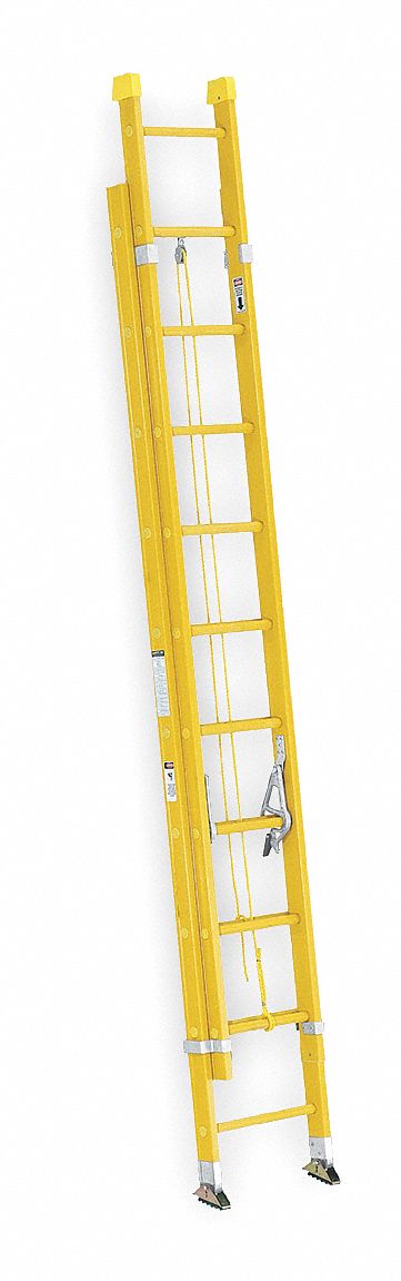 WERNER, 24 ft Industry Ladder Size, 21 ft Extended Ladder Ht, Extension ...